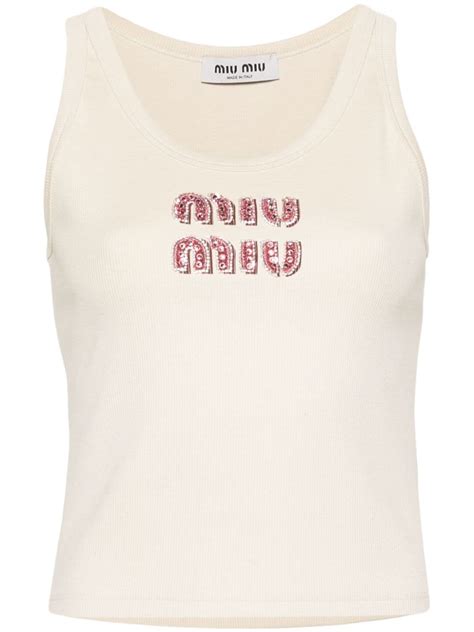 miu miu bedazzled tank top|michael miu tops.